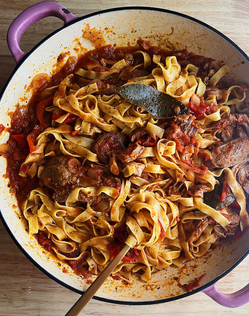 Lamb ragu with fettucine