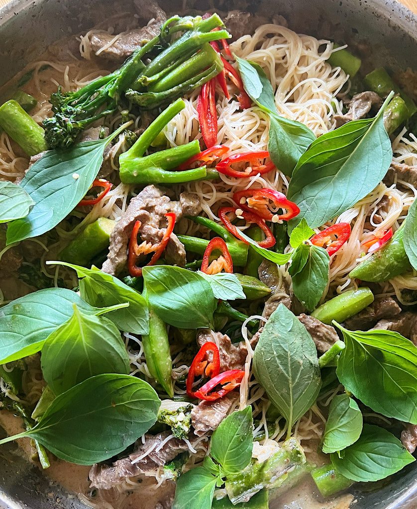 Thai red curry beef stir fry