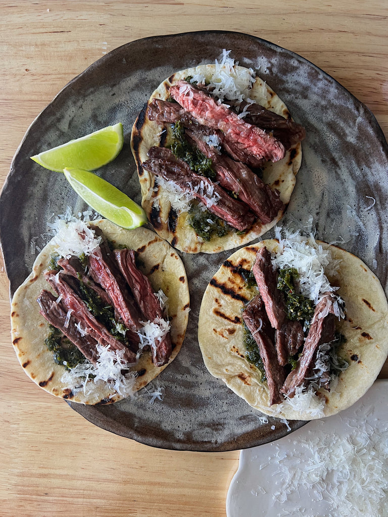 Beef taco with chimichurri