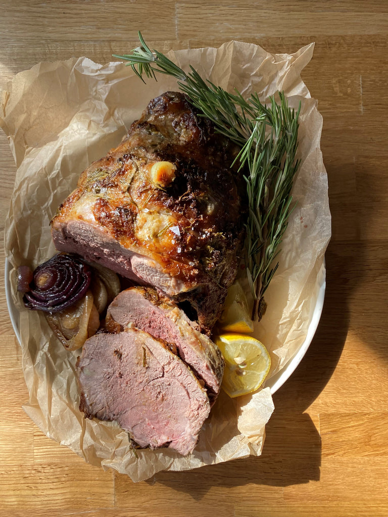 Rosemary and garlic roasted lamb leg roast