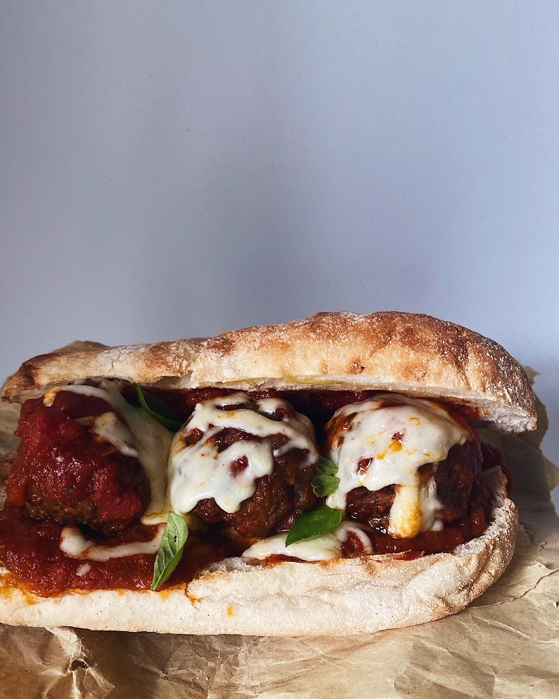 Mozzarella stuffed Italian meatball sub